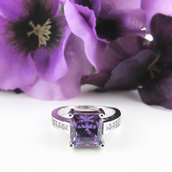 Jewelry - Purple CZ Princess Cut Sterling Silver